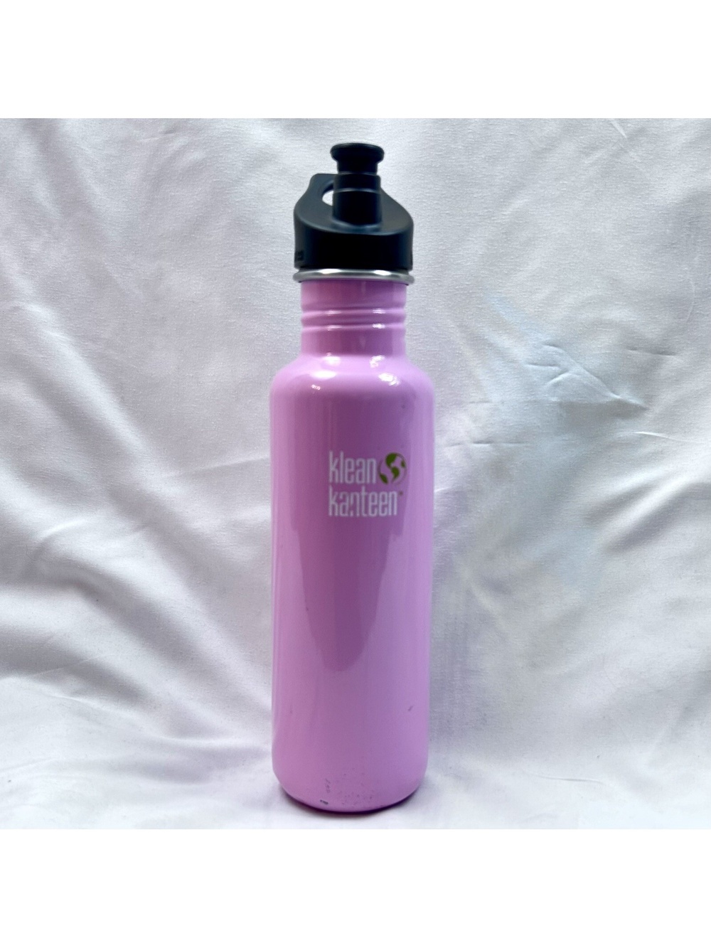 Klean Kanteen 27 Oz Pale Pink Steel Water Bottle Carabiner Attachment Sport Cap